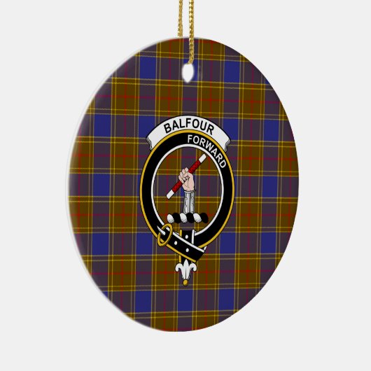 Scottish Clan Balfour Modern Tartan en Crest Keramisch Ornament (Rechts)