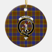 Scottish Clan Balfour Modern Tartan en Crest Keramisch Ornament (Voorkant)