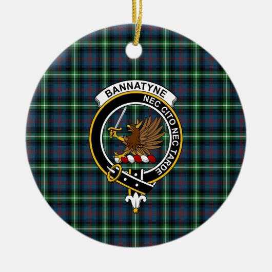 Scottish Clan Bannatyne Tartan en Crest Keramisch Ornament (Voorkant)