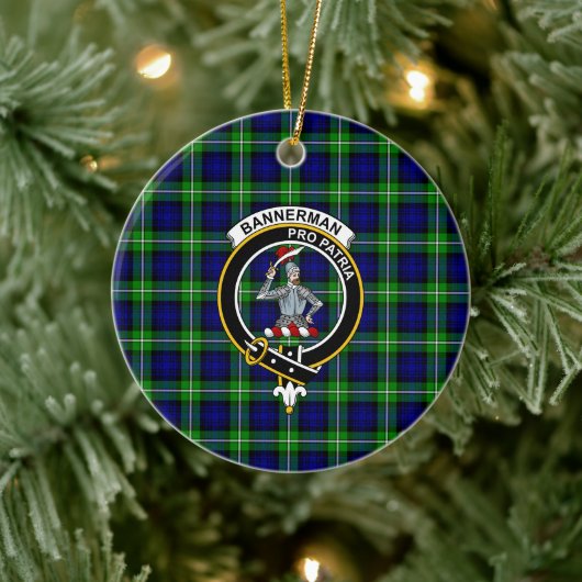 Scottish Clan Bannerman Tartan en Crest Keramisch Ornament (Boom)