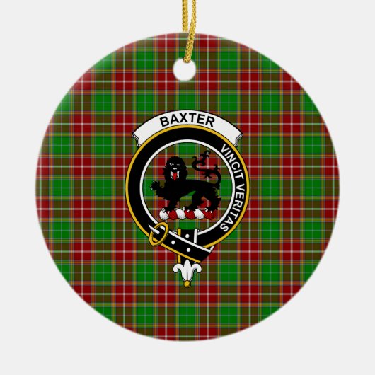 Scottish Clan Baxter Modern Tartan en Crest Keramisch Ornament (Voorkant)