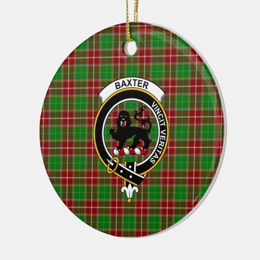 Scottish Clan Baxter Modern Tartan en Crest Keramisch Ornament (Links)