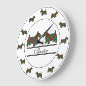 Scottish Clan Baxter Tartan Pset Scottie Dogs Grote Klok (Hoek)