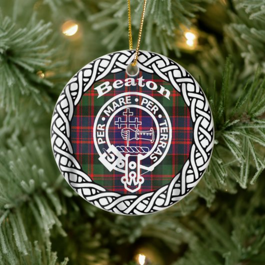 Scottish Clan Beaton Tartan en Crest Keramisch Ornament (Boom)