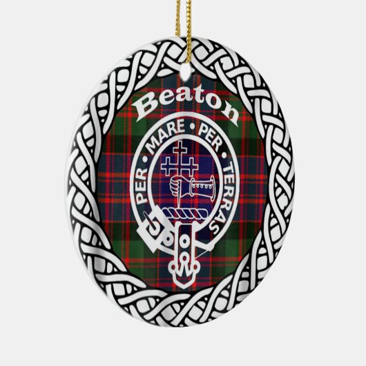 Scottish Clan Beaton Tartan en Crest Keramisch Ornament (Rechts)