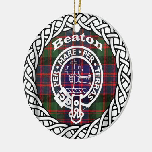 Scottish Clan Beaton Tartan en Crest Keramisch Ornament (Links)