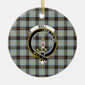 Scottish Clan Bell Tartan en Crest Keramisch Ornament (Voorkant)