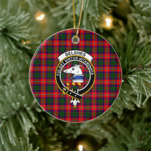 Scottish Clan Belshes Tartan en Crest Keramisch Ornament