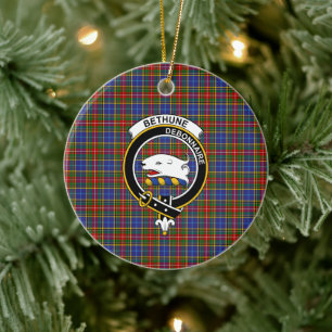 Scottish Clan Bethune Tartan en Crest Keramisch Ornament