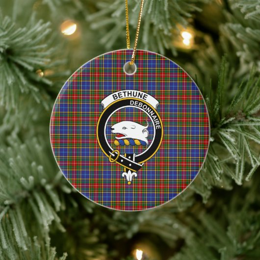 Scottish Clan Bethune Tartan en Crest Keramisch Ornament (Boom)