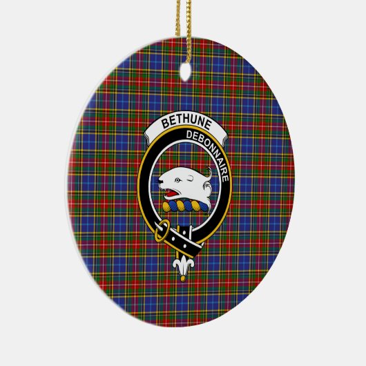 Scottish Clan Bethune Tartan en Crest Keramisch Ornament (Rechts)