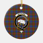 Scottish Clan Bethune Tartan en Crest Keramisch Ornament (Voorkant)