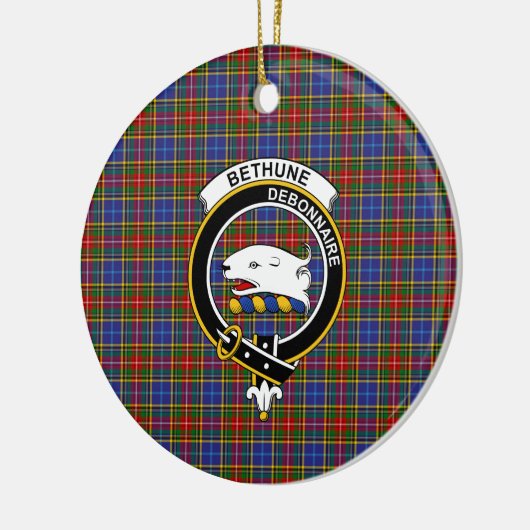 Scottish Clan Bethune Tartan en Crest Keramisch Ornament (Links)