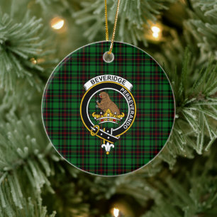Scottish Clan Beveridge Tartan en Crest Keramisch Ornament
