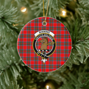 Scottish Clan Binning Tartan en Crest Keramisch Ornament