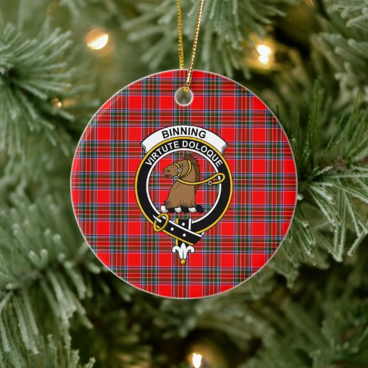 Scottish Clan Binning Tartan en Crest Keramisch Ornament (Boom)