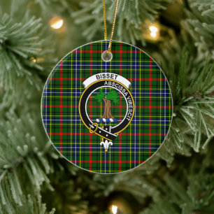 Scottish Clan Bisset Pattern Tartan en Crest Keramisch Ornament
