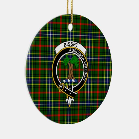Scottish Clan Bisset Pattern Tartan en Crest Keramisch Ornament (Rechts)