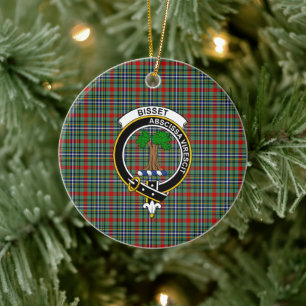 Scottish Clan Bisset Tartan en Crest Keramisch Ornament