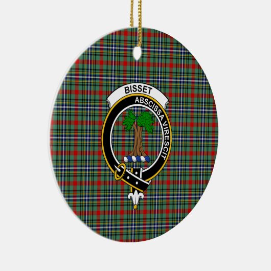 Scottish Clan Bisset Tartan en Crest Keramisch Ornament (Rechts)
