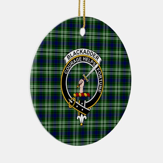 Scottish Clan Blackadder Tartan en Crest Keramisch Ornament (Rechts)