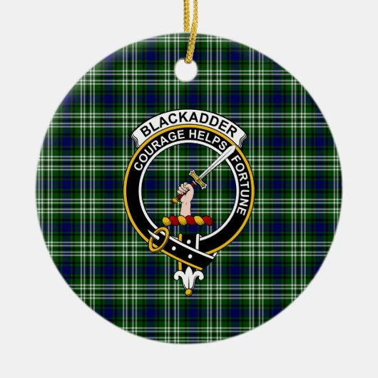 Scottish Clan Blackadder Tartan en Crest Keramisch Ornament (Voorkant)