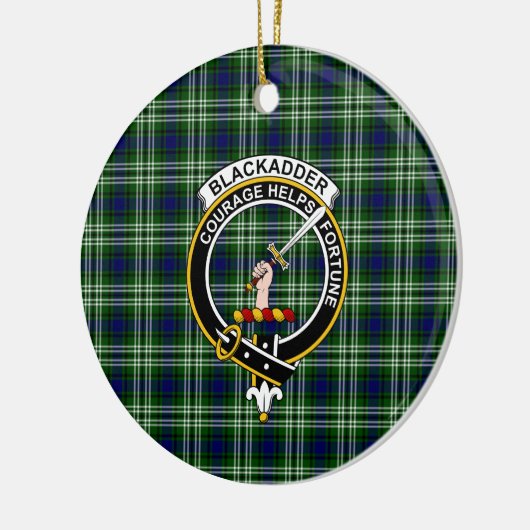 Scottish Clan Blackadder Tartan en Crest Keramisch Ornament (Links)