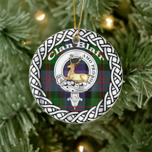Scottish Clan Blair Crest Old Tartan and Crest Keramisch Ornament