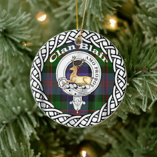 Scottish Clan Blair Crest Old Tartan and Crest Keramisch Ornament (Boom)