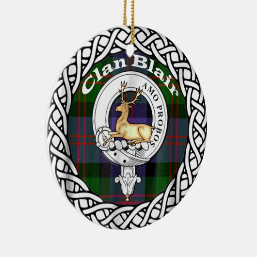 Scottish Clan Blair Crest Old Tartan and Crest Keramisch Ornament (Rechts)
