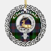 Scottish Clan Blair Crest Old Tartan and Crest Keramisch Ornament (Voorkant)