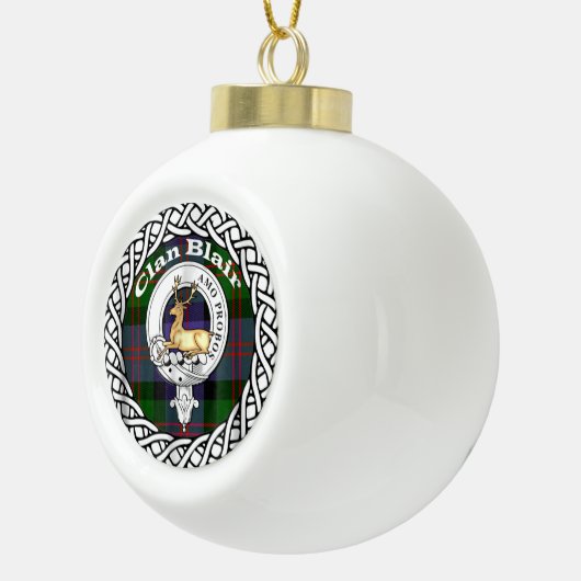 Scottish Clan Blair Old Tartan and Crest Keramische Bal Ornament (Rechts)