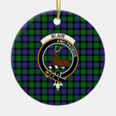 Scottish Clan Blair Tartan en Crest Keramisch Ornament (Voorkant)