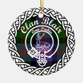 Scottish Clan Blair Tartan en Crest Keramisch Ornament (Voorkant)