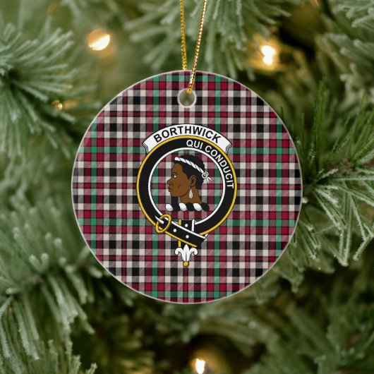 Scottish Clan Borthwick Ancient Tartan en Crest Keramisch Ornament (Boom)
