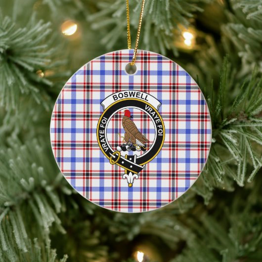 Scottish Clan Boswell Modern Tartan en Crest Keramisch Ornament (Boom)