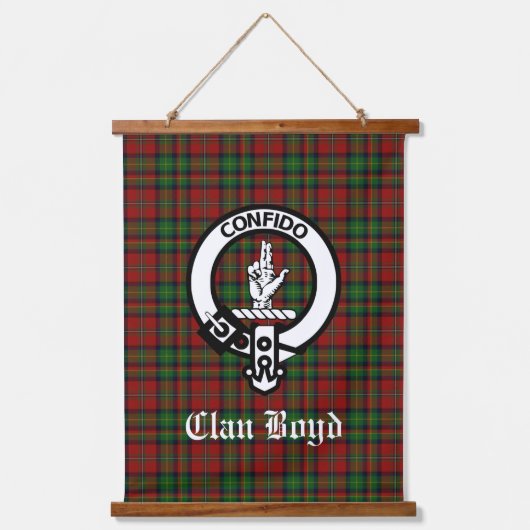 Scottish Clan Boyd Crest Badge & Tartan Hangend Wandkleed (Voorkant)