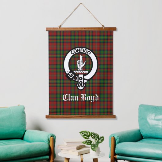 Scottish Clan Boyd Crest Badge & Tartan Hangend Wandkleed (Woonkamer)