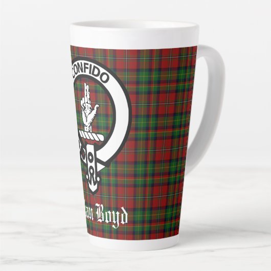 Scottish Clan Boyd Crest Badge & Tartan Latte Mok (Rechterhoek)