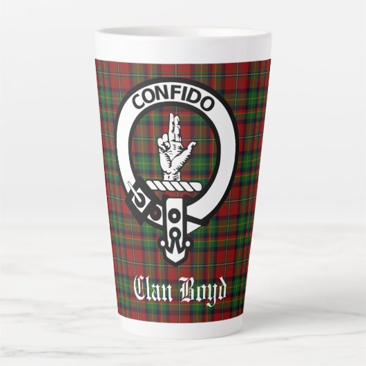 Scottish Clan Boyd Crest Badge & Tartan Latte Mok (Voorkant)