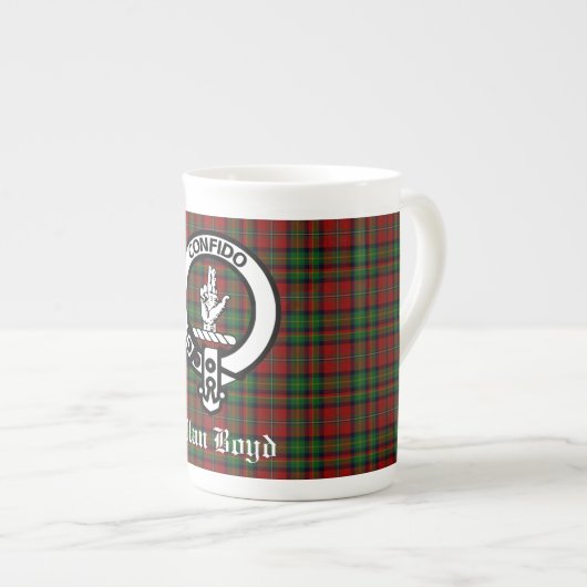 Scottish Clan Boyd Crest Badge & Tartan Porselein Kop (Voorkant rechts)