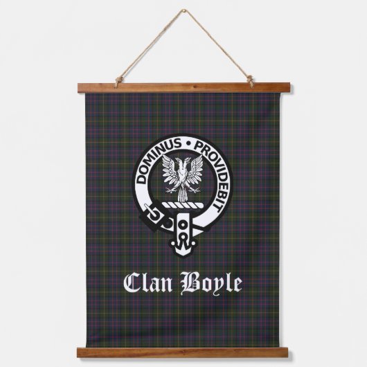 Scottish Clan Boyle Crest Badge & Tartan Hangend Wandkleed (Voorkant)