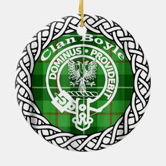 Scottish Clan Boyle Tartan en Crest Keramisch Ornament (Achterkant)