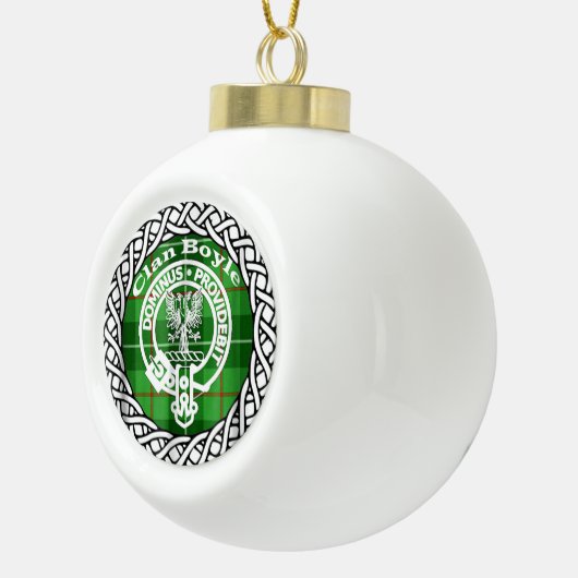 Scottish Clan Boyle Tartan en Crest Keramische Bal Ornament (Rechts)