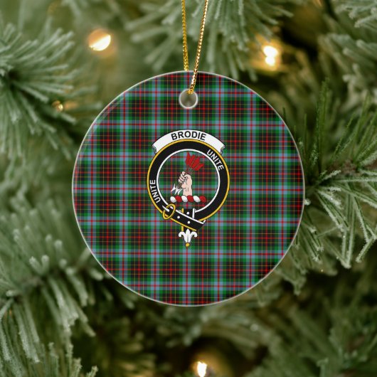Scottish Clan Brodie Tartan en Crest Keramisch Ornament (Boom)