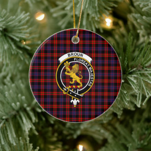 Scottish Clan Broun Modern Tartan en Crest Keramisch Ornament