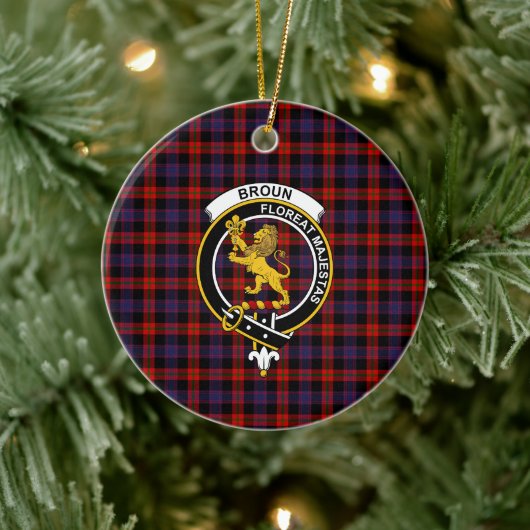 Scottish Clan Broun Modern Tartan en Crest Keramisch Ornament (Boom)