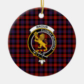 Scottish Clan Broun Modern Tartan en Crest Keramisch Ornament (Voorkant)