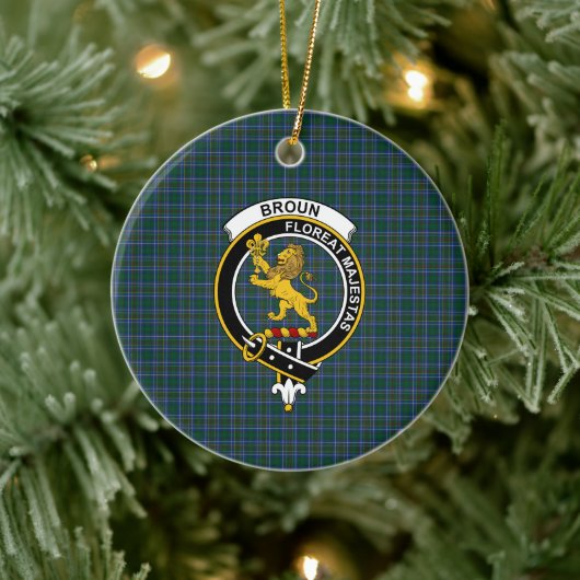 Scottish Clan Broun Tartan en Crest Keramisch Ornament (Boom)