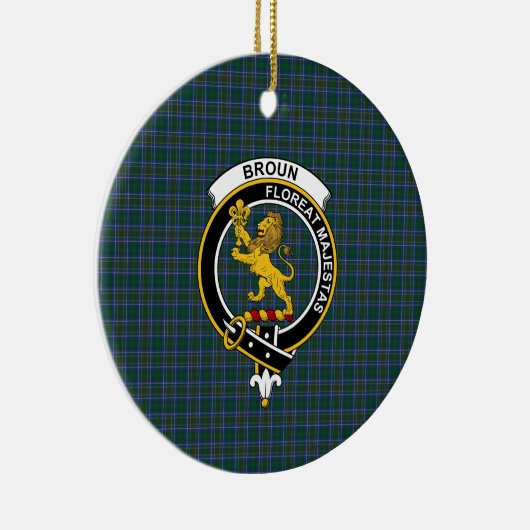 Scottish Clan Broun Tartan en Crest Keramisch Ornament (Rechts)